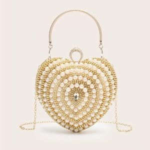 Pearl and Rhinestone Heart Shaped Purse